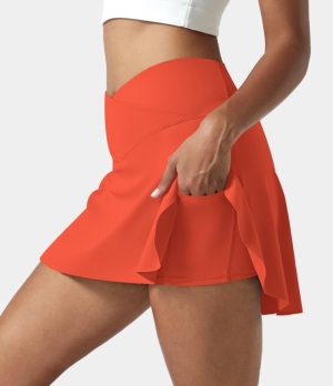 Halara Everyday Cloudful® Air Crossover Side Pocket 2-in-1 Pickleball-Lucid Women's Skirts Mandarin Red | 098654-KGT