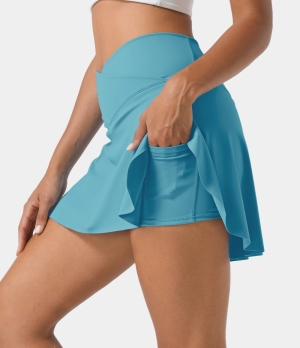 Halara Everyday Cloudful® Air Crossover Side Pocket 2-in-1 Pickleball-Lucid Women's Skirts Blue Mist | 261847-YPR