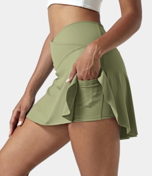Halara Everyday Cloudful® Air Crossover Side Pocket 2-in-1 Pickleball-Lucid Women's Skirts Sage | 386702-QES