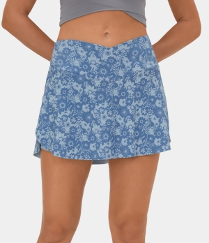 Halara Everyday Cloudful® Air Crossover Side Pocket 2-in-1 Tennis-Lucid-Color Print Women's Skirts retro silhouette floral | 850143-JWY