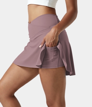 Halara Everyday Cloudful® Air Crossover Side Pocket 2-in-1 Pickleball-Lucid Women's Skirts Woodrose | 924760-UIE