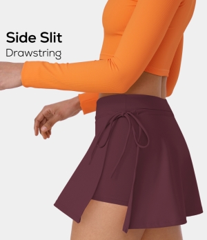 Halara Everyday Cloudful® Air Lace Up A Line 2-in-1 Side Pocket Mini Women's Skirts Fig | 051386-LYF