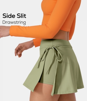 Halara Everyday Cloudful® Air Lace Up A Line 2-in-1 Side Pocket Mini Women's Skirts Winter Pear | 465172-ITQ