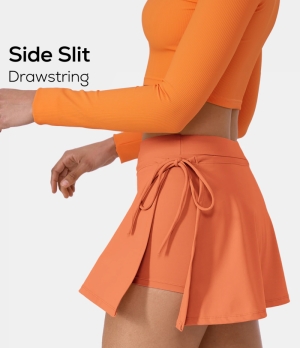 Halara Everyday Cloudful® Air Lace Up A Line 2-in-1 Side Pocket Mini Women's Skirts Autumn Sunset | 517083-GKN