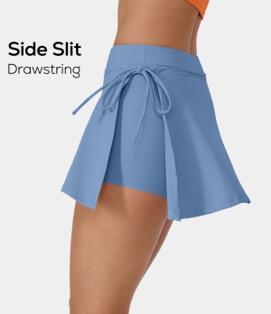 Halara Everyday Cloudful® Air Lace Up A Line 2-in-1 Side Pocket Mini Women's Skirts Della Robbia Blue | 785294-DIN