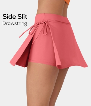 Halara Everyday Cloudful® Air Lace Up A Line 2-in-1 Side Pocket Mini Women's Skirts Strawberry Pink | 853104-IPQ