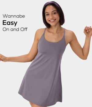 Halara Everyday Cloudful® Backless Activity-Wannabe-No Liner Shorts Women's Dress Purple Sage | 589406-CEL