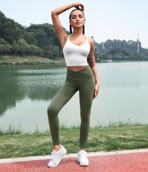 Halara Everyday Cloudful® Crossover Pocket Plain Women's Leggings Winter Moss | 795124-SJE