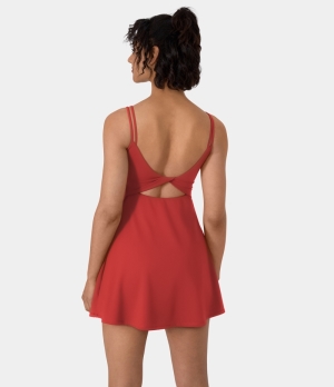 Halara Everyday Cloudful® Double Straps Backless Twisted 2-Piece Activity-Flipped Women's Dress Hibiscus | 097214-SDI