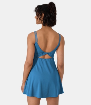 Halara Everyday Cloudful® Double Straps Backless Twisted 2-Piece Activity-Flipped Women's Dress Pacific Coast | 380469-YEL