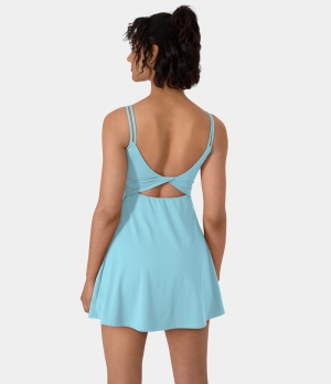 Halara Everyday Cloudful® Double Straps Backless Twisted 2-Piece Activity-Flipped Women's Dress Waterspout | 632089-GSH
