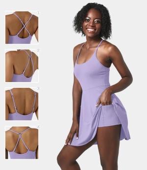 Halara Everyday Cloudful® Padded Pocket 2-in-1 Activity-Jubilee Women's Dress Pastel Lilac | 014692-CRJ