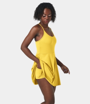 Halara Everyday Cloudful® Padded Pocket 2-in-1 Activity-Jubilee Women's Dress Lemon Zest | 643810-PSR