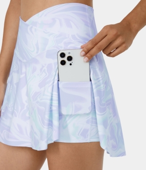 Halara Everyday Crossover Side Pocket 2-in-1 Tennis-Lucid Women's Skirts Pastel Lilac Oil Marbled | 704812-FJT