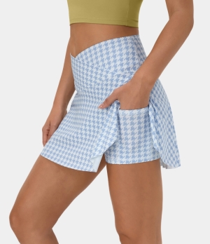 Halara Everyday Crossover Side Pocket 2-in-1 Tennis-Lucid Women's Skirts Baltic Sea Houndstooth | 793052-VHU