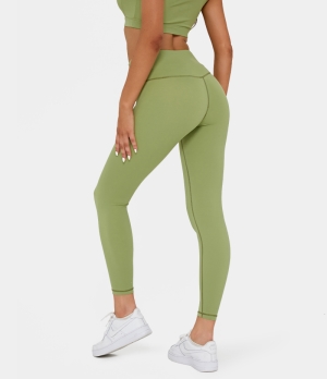 Halara Everyday High Waisted Lace Up 7/8 Women's Leggings Celery | 183249-YOH