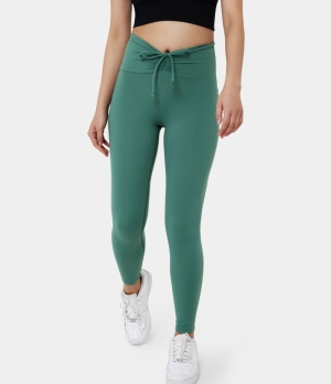 Halara Everyday High Waisted Ruched Drawstring Back Pocket Full Length Women's Leggings Hunter Green | 682134-PTS