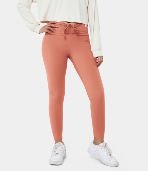 Halara Everyday High Waisted Ruched Drawstring Back Pocket Full Length Women's Leggings Canyon Sunset | 892165-BUQ