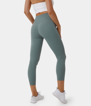 Halara Everyday High Waisted Side Pocket Plain Patchwork 7/8 Women's Leggings Pine Green | 046321-WQJ