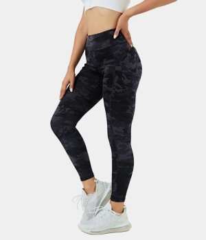 Halara Everyday High Waisted Side Pocket 7/8 Women's Leggings Black Camo | 923051-POM