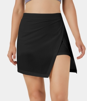 Halara Everyday Side Cut 2-in-1 Golf-Purity Women's Skirts Black | 096245-ICS