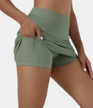 Halara Everyday Side Pocket 2-in-1 Golf-Clarity Women's Skirts Dark Forest | 850269-GCZ