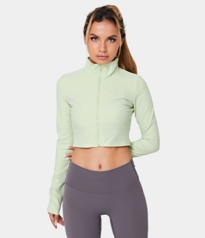 Halara Funnel Neck Zipper Cropped Sports Jacket Women's Tops Butterfly | YBNHXTL-20