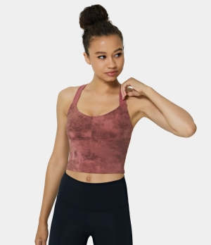 Halara High Support Tie Dye Backless Crisscross Running Sports Bra Women's Tops Raspberry | DSZMHKB-83