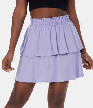 Halara High Waisted 2-Layered Ruffle A Line Mini Casual Women's Skirts Light Purple | 826507-MRF