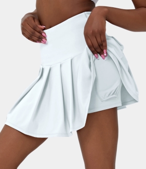 Halara High Waisted 2-in-1 Pleated Side Pocket Women's Skirts Jade White | 352476-KTL