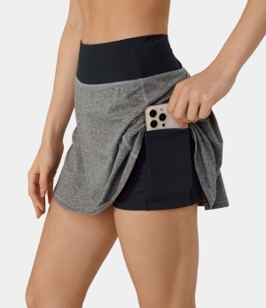Halara High Waisted 2-in-1 Side & Back Pocket Tennis Women's Skirts Granite Gray | 962370-EQT