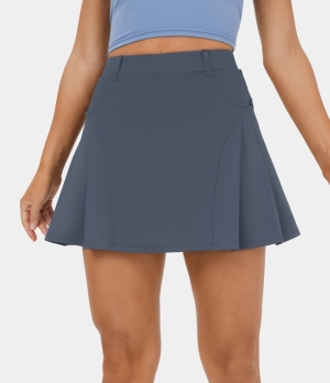 Halara High Waisted 2-in-1 Side Pocket A Line Mini Golf-Golf Tee Pocket Women's Skirts Nightshadow Blue | 159432-JPM