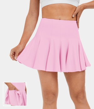Halara High Waisted 2-in-1 Side Pocket Flare Mini Dance Women's Skirts Pink Frosting | 387920-CEH