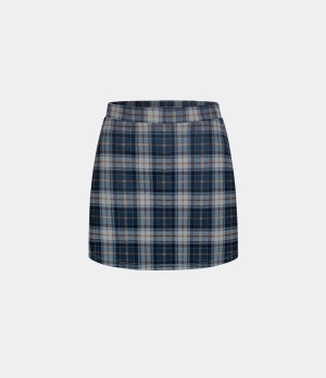 Halara High Waisted 2-in-1 Side Pocket Plaid A Line Mini Casual Women's Skirts Navy Blue Plaid | 892075-SVX