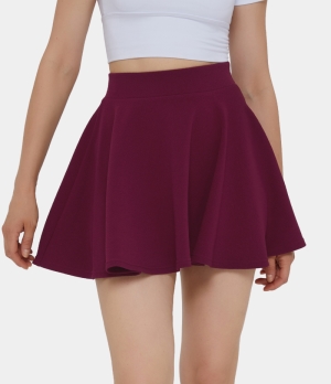 Halara High Waisted A Line Plain Mini Flare Women's Skirts Red Violet | 638210-TDM