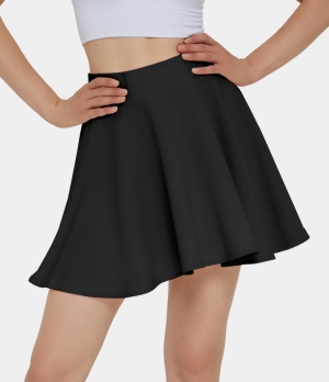 Halara High Waisted A Line Plain Mini Flare Women's Skirts Black | 831957-BDX