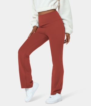 Halara High Waisted Back Pocket Plain Slight Flare Women's Leggings Rooibos Tea | 019284-QWK