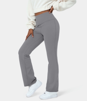 Halara High Waisted Back Pocket Plain Slight Flare Women's Leggings Wet Weather | 082641-AFD