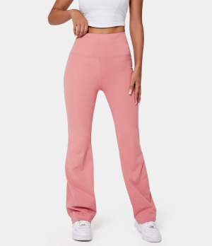 Halara High Waisted Back Pocket Plain Slight Flare Women's Leggings Pink Icing | 423195-AKE