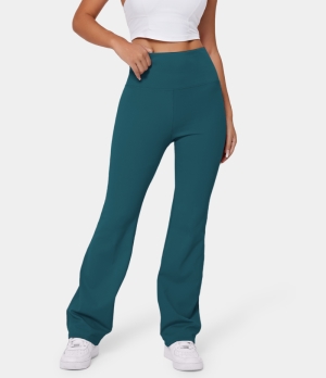 Halara High Waisted Back Pocket Plain Slight Flare Women's Leggings Harbor Blue | 460528-BPC