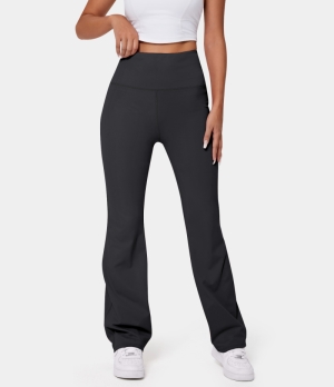 Halara High Waisted Back Pocket Plain Slight Flare Women's Leggings Black | 602739-DCO
