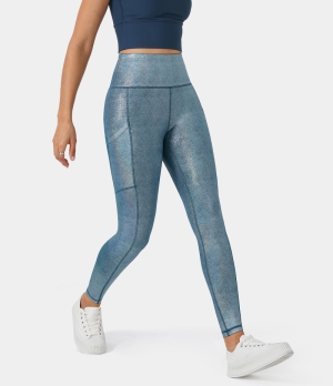 Halara High Waisted Butt Lifting Deep Side Pocket Laser Women's Leggings Teal | 342189-KWO