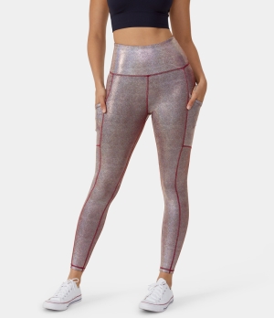 Halara High Waisted Butt Lifting Deep Side Pocket Laser Women's Leggings Dusty Pink | 534792-UBV