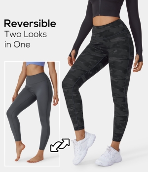 Halara High Waisted Butt Lifting Reversible (Two Looks in One) Women's Leggings Black Camo | 912738-LBO