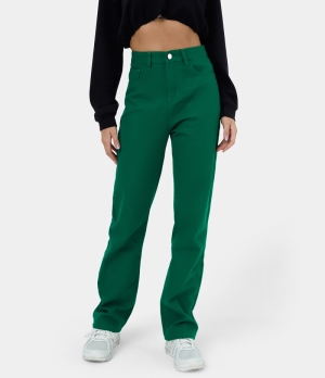 Halara High Waisted Button Zipper Multiple Pockets Casual Women's Pants Cadmium Green | 268095-TZN