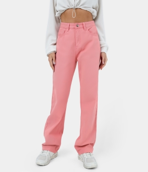 Halara High Waisted Button Zipper Multiple Pockets Casual Women's Pants Pink Icing | 987614-YQX