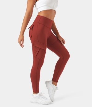 Halara High Waisted Cargo Pocket Skinny Yoga 7/8 Women's Leggings Blood Orange | 038192-NIZ
