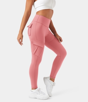 Halara High Waisted Cargo Pocket Skinny Yoga 7/8 Women's Leggings Pink Icing | 109426-GEO