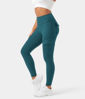 Halara High Waisted Cargo Pocket Skinny Yoga 7/8 Women's Leggings Aegean Blue | 276910-HNC