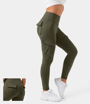 Halara High Waisted Cargo Pocket Skinny Yoga 7/8 Women's Leggings Ivy Green | 852016-NPE